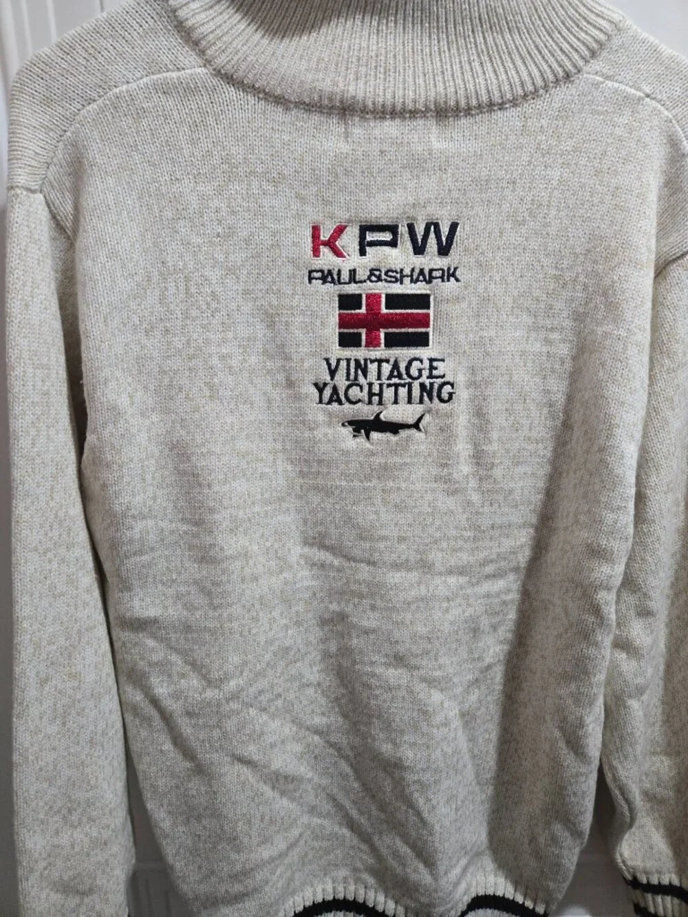 Paul & Shark Yachting KPW 1938 Heavy Knit 1/4 Zip Embroidered Sweater